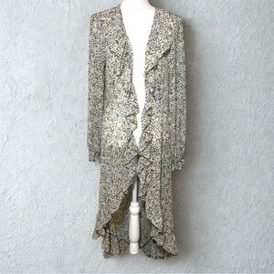 Free People Floral Ruffle Maxi Dress Kimono Duster Women Medium